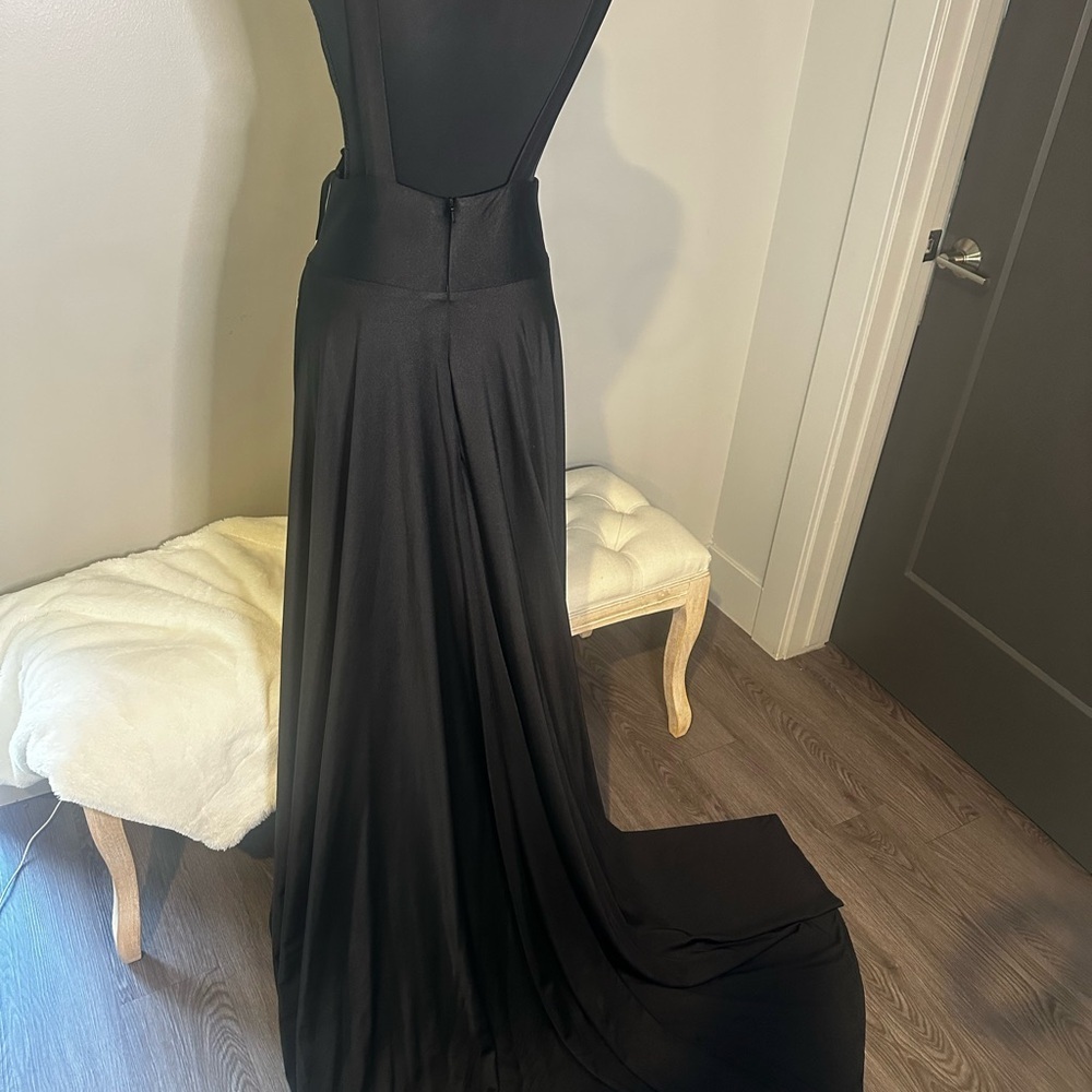 NWT Sexy Black Evening Gown w Slit Bridesmaid Dress Wedding Guest Plus Size 14 - Picture 4 of 5